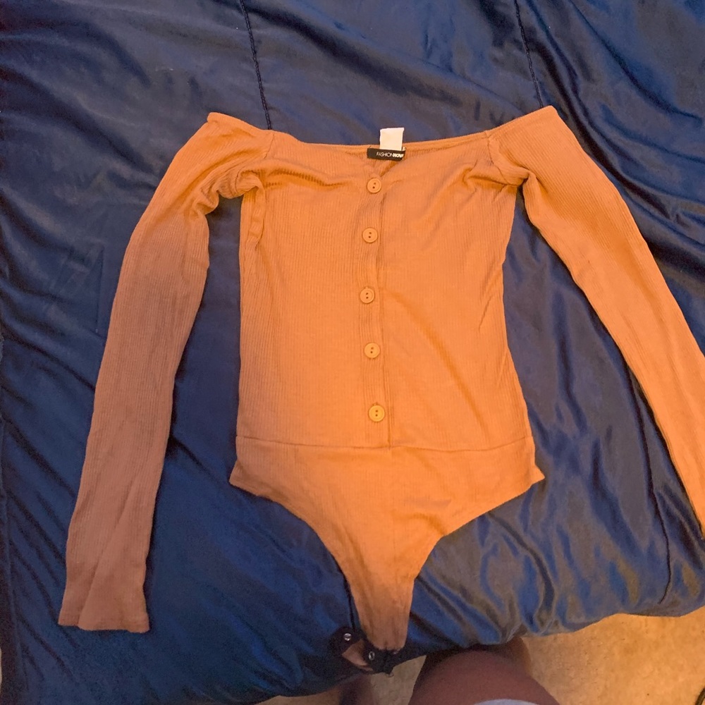 Off the shoulder long sleeve body suit